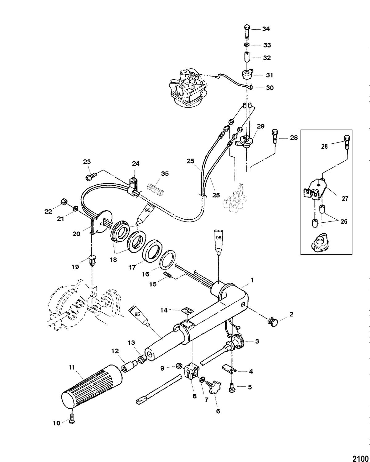 MERCURY/MARINER 4/5/6 4-STROKE Steering Handle