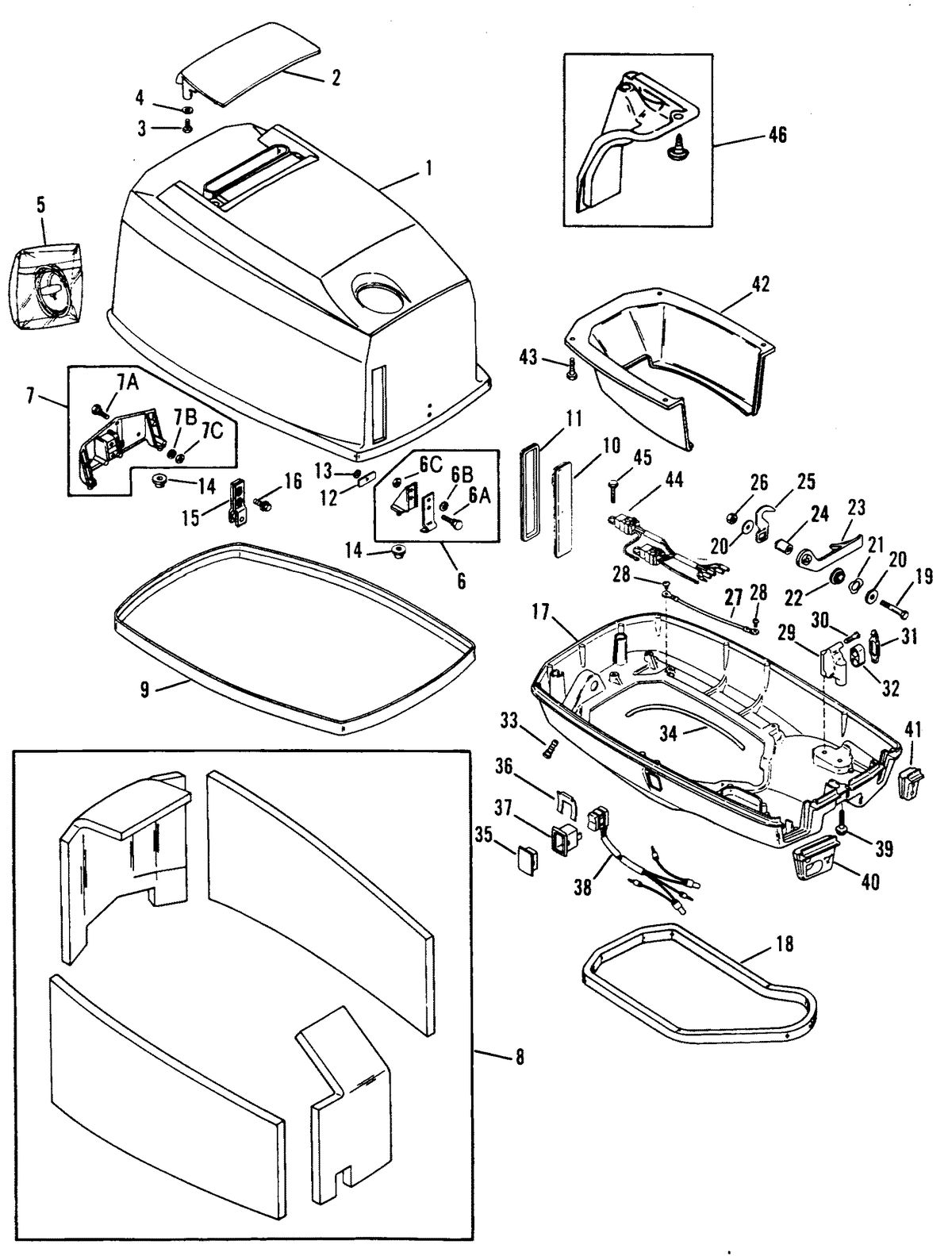 MERCURY/MARINER 50/55/60 HP JET 45 COWLING