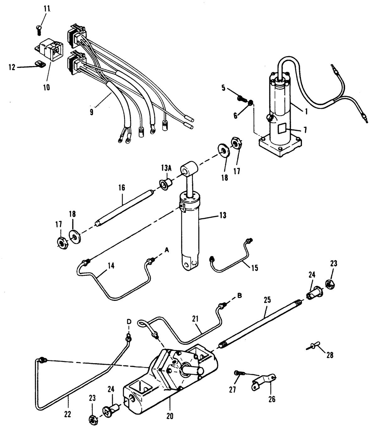 FORCE 150 H.P. POWER TRIM (Design III - Bullet 0E009500 Thru 0E093699)