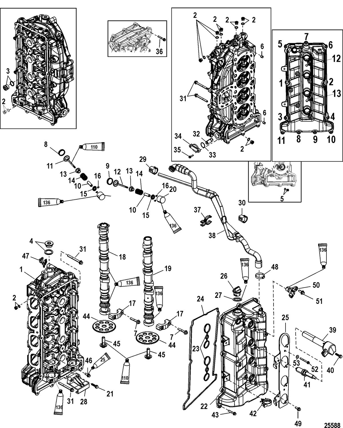 MERCURY/MARINER 135/150/175 4-STROKE Cylinder Head and Camshaft