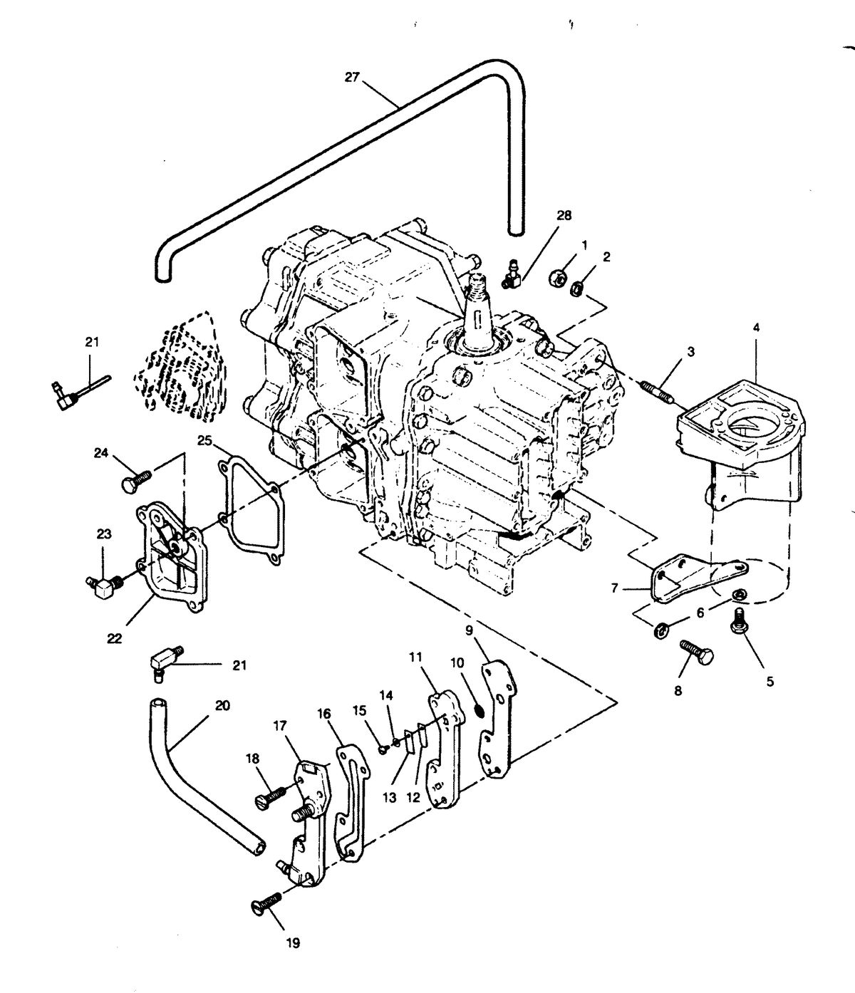 FORCE FORCE 1991 50 H.P "C" MODELS RECIRCULATION SYSTEM AND STARTER BRACKETS