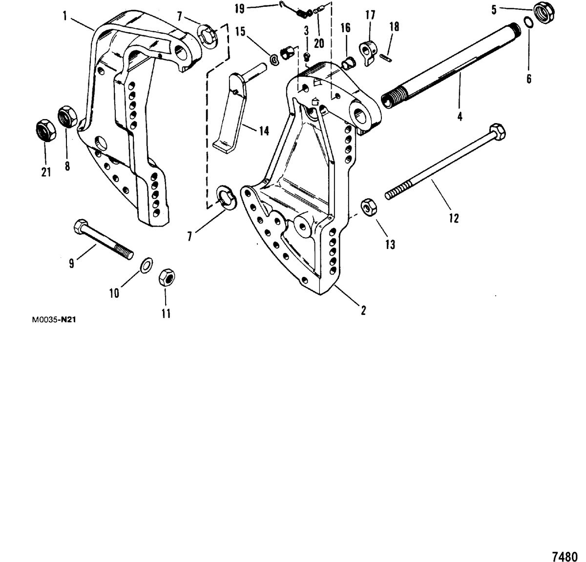 MERCURY/MARINER 45 HP Transom Bracket(Power Trim)
