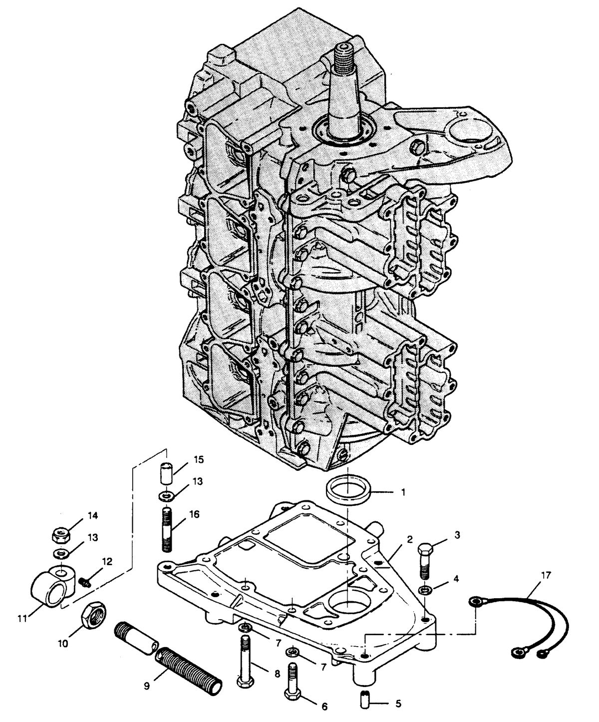 FORCE FORCE 1990 90 H.P. "A" MODEL L-DRIVE SPACER PLATE AND STEERING TUBE