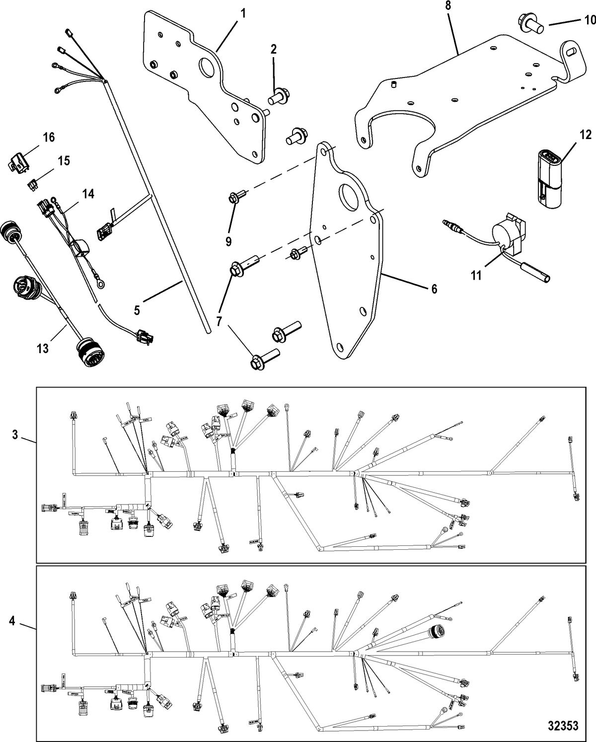MERCRUISER 496 MAG STERNDRIVE EC Lifting Brackets and Wiring Harness