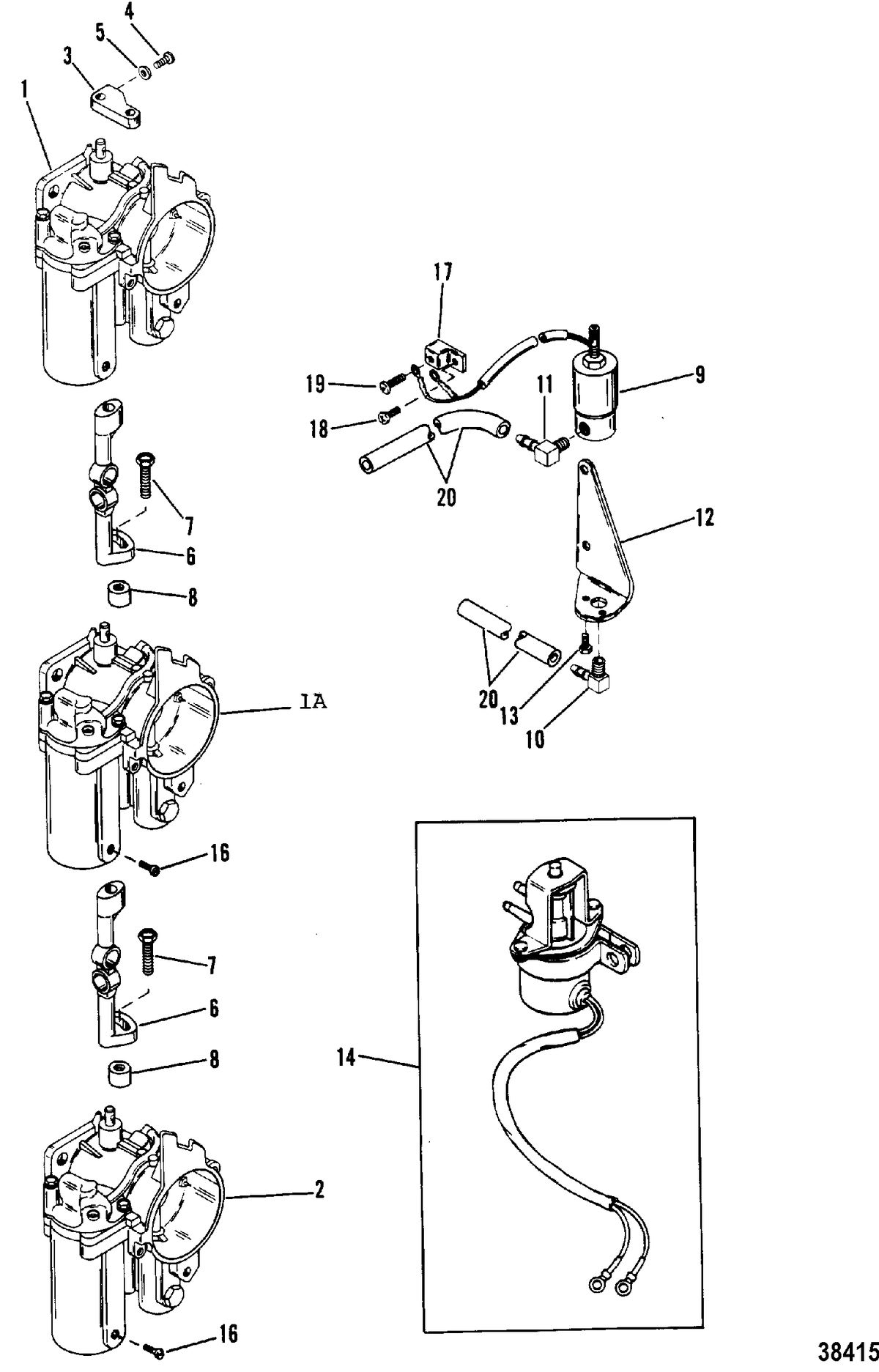 MERCURY/MARINER 90/115 H.P. (INLINE) CARBURETOR AND ENRICHNER VALVE