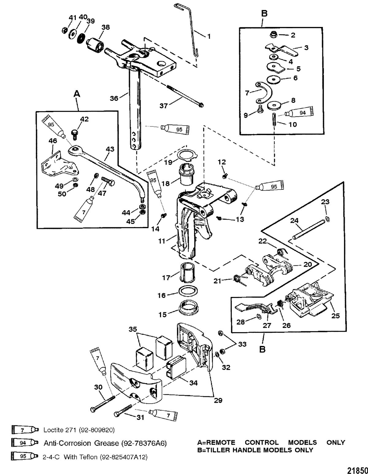MERCURY/MARINER 20/25/JET 20/SUPER 15/15XD/25 SEAPRO/MARATHON  2 CYLINDER Swivel Bracket Assembly