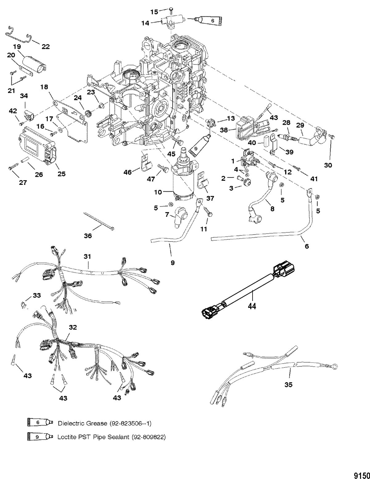 MERCURY/MARINER 30/40 CARB 4-STROKE (3 CYLINDER) Electrical Components(0G960500 and Up)