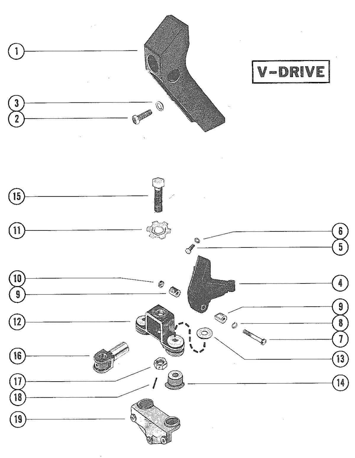 MERCRUISER 225 ENGINE TRANSMISSION AND ENGINE MOUNTING (V-DRIVE)