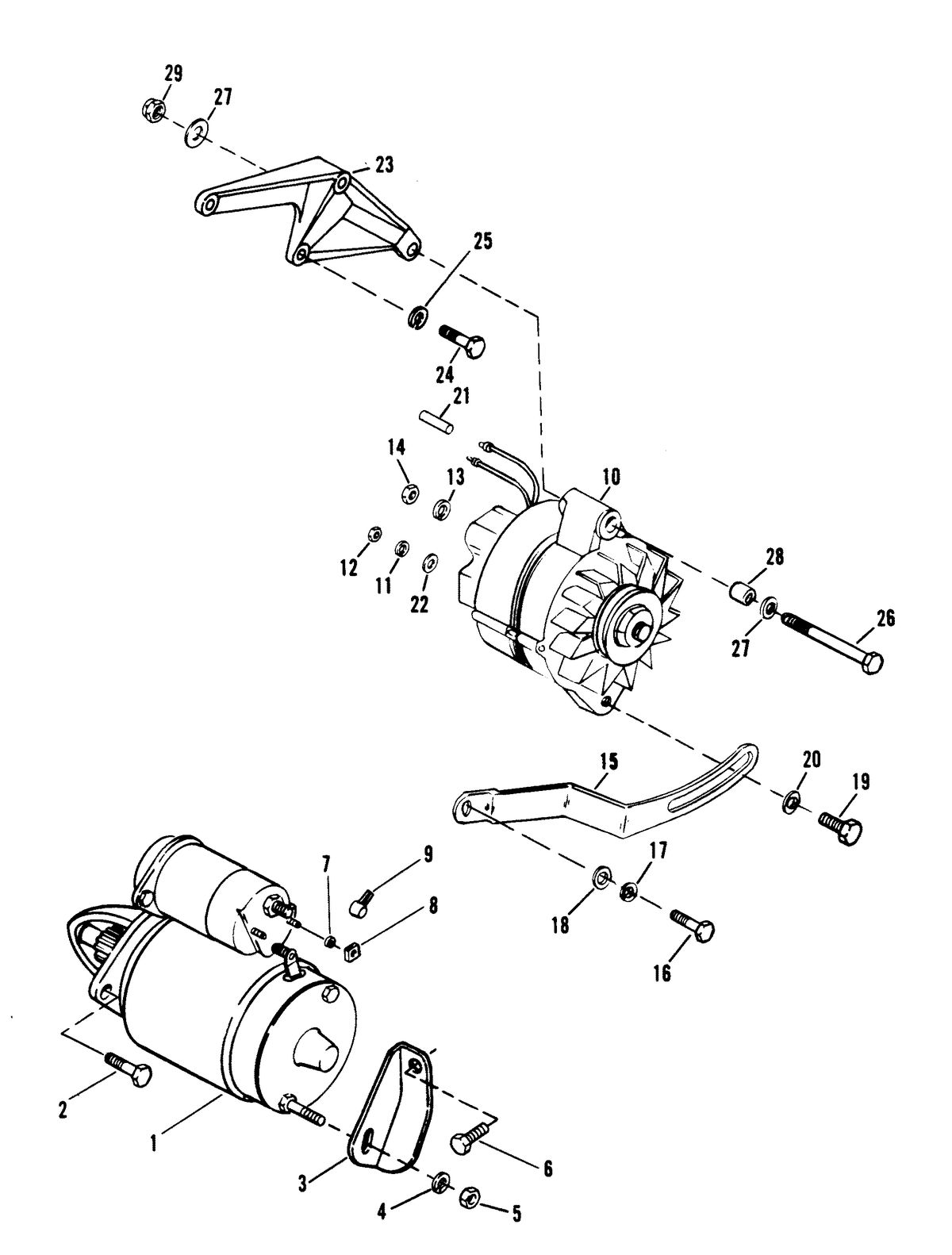 MERCRUISER 454 MAGNUM ALPHA ONE ENGINE STARTER AND ALTERNATOR