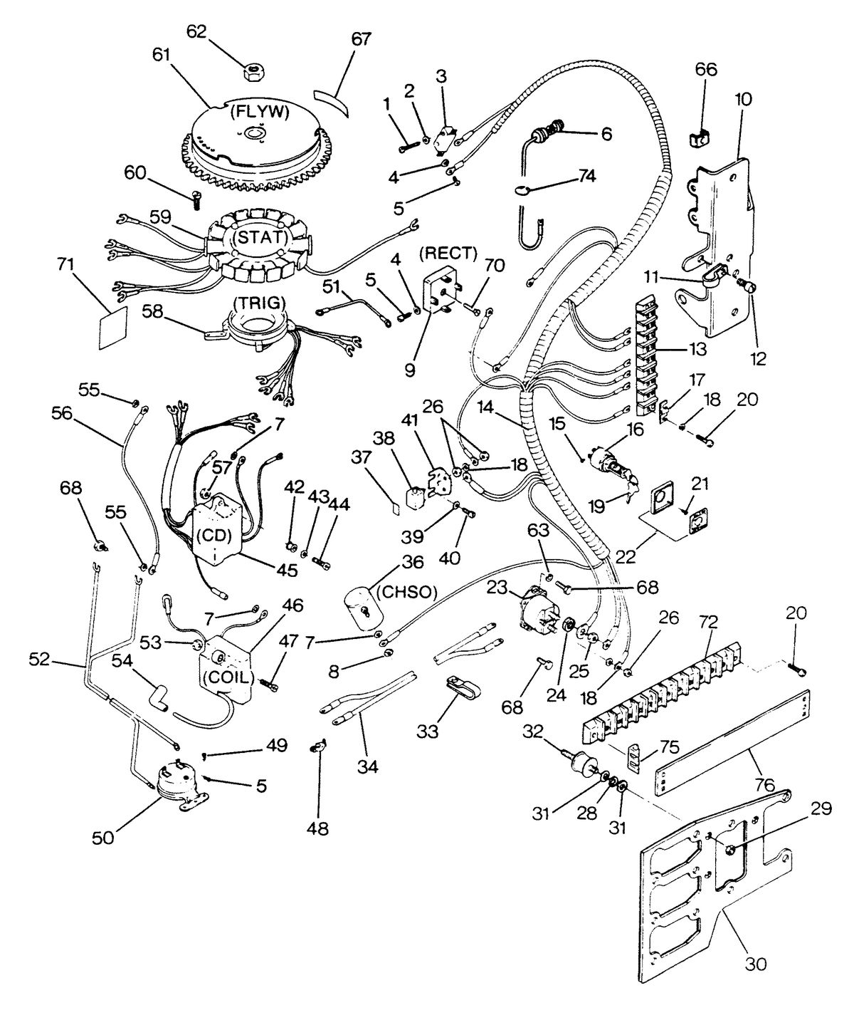 FORCE FORCE 1988 125 HP "B" MODELS ELECTRICAL COMPONENTS