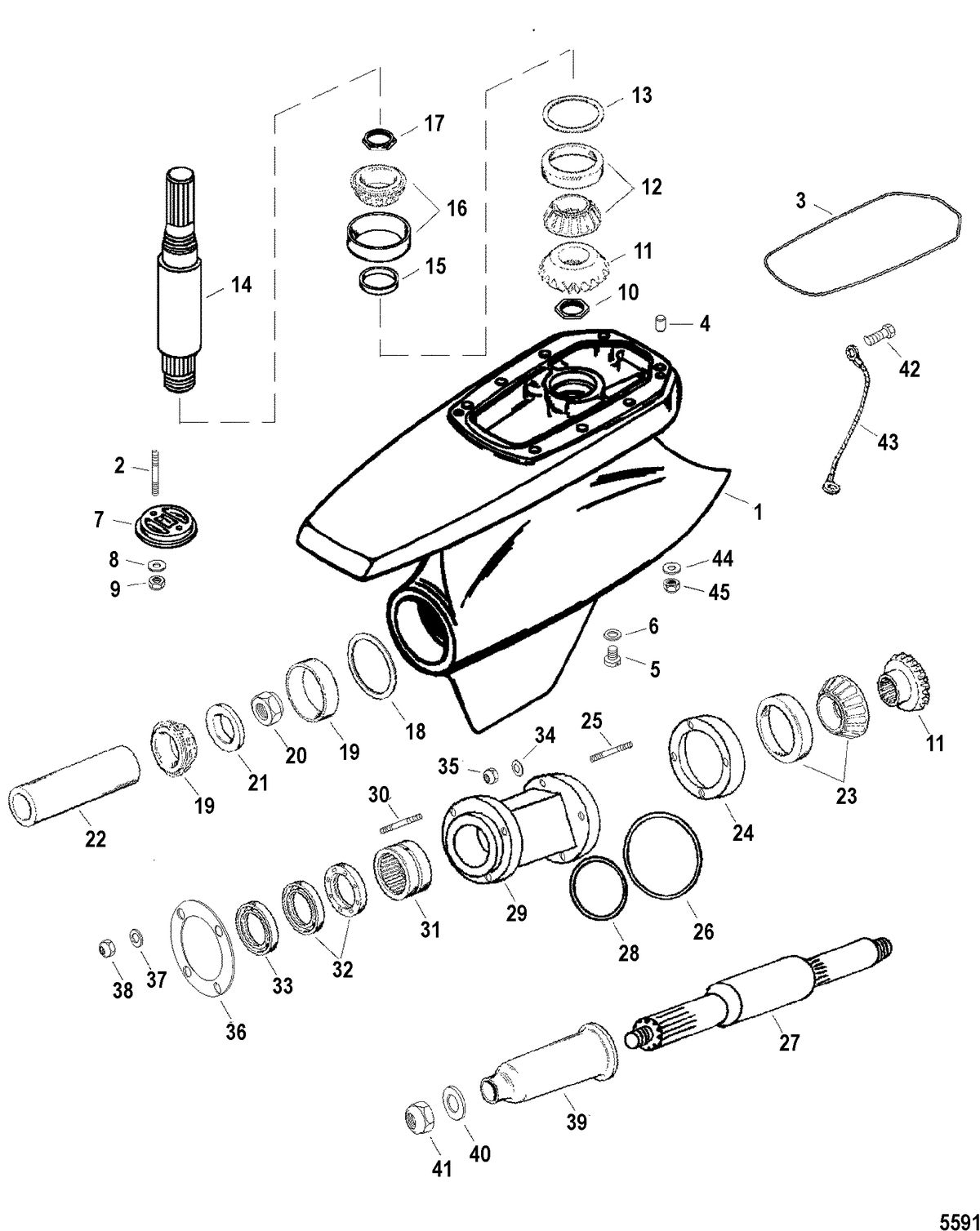 RACE STERNDRIVE SSM/DRY SUMP DRIVES AND TRANSOMS Gear Housing Assembly(SSM Seven - Driveshaft/Propshaft)