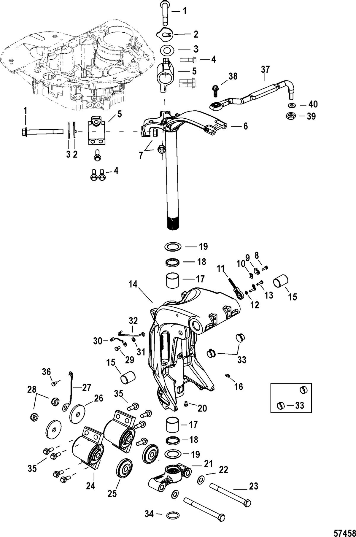 MERCURY/MARINER 150 4-STROKE Swivel Bracket and Swivel Pin, SeaPro