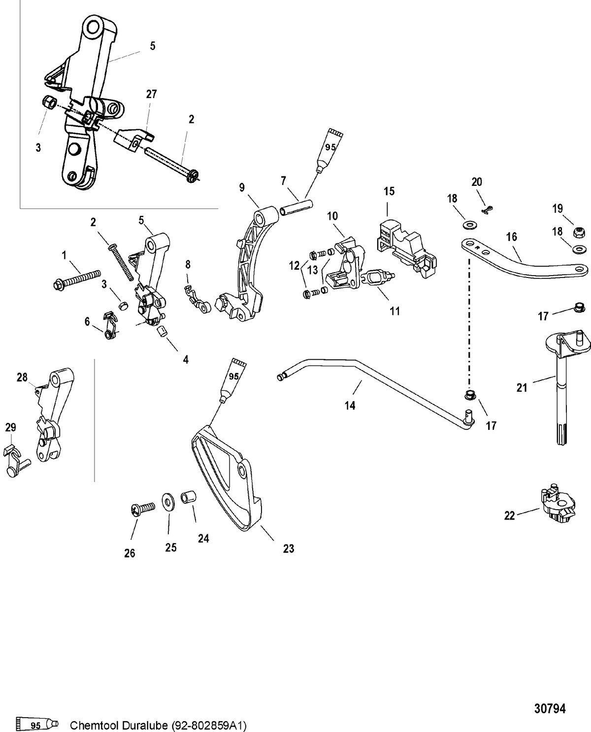 MERCURY/MARINER 40/50/60 (4 CYLINDER) CARB 4-STROKE LINKAGE(REMOTE)