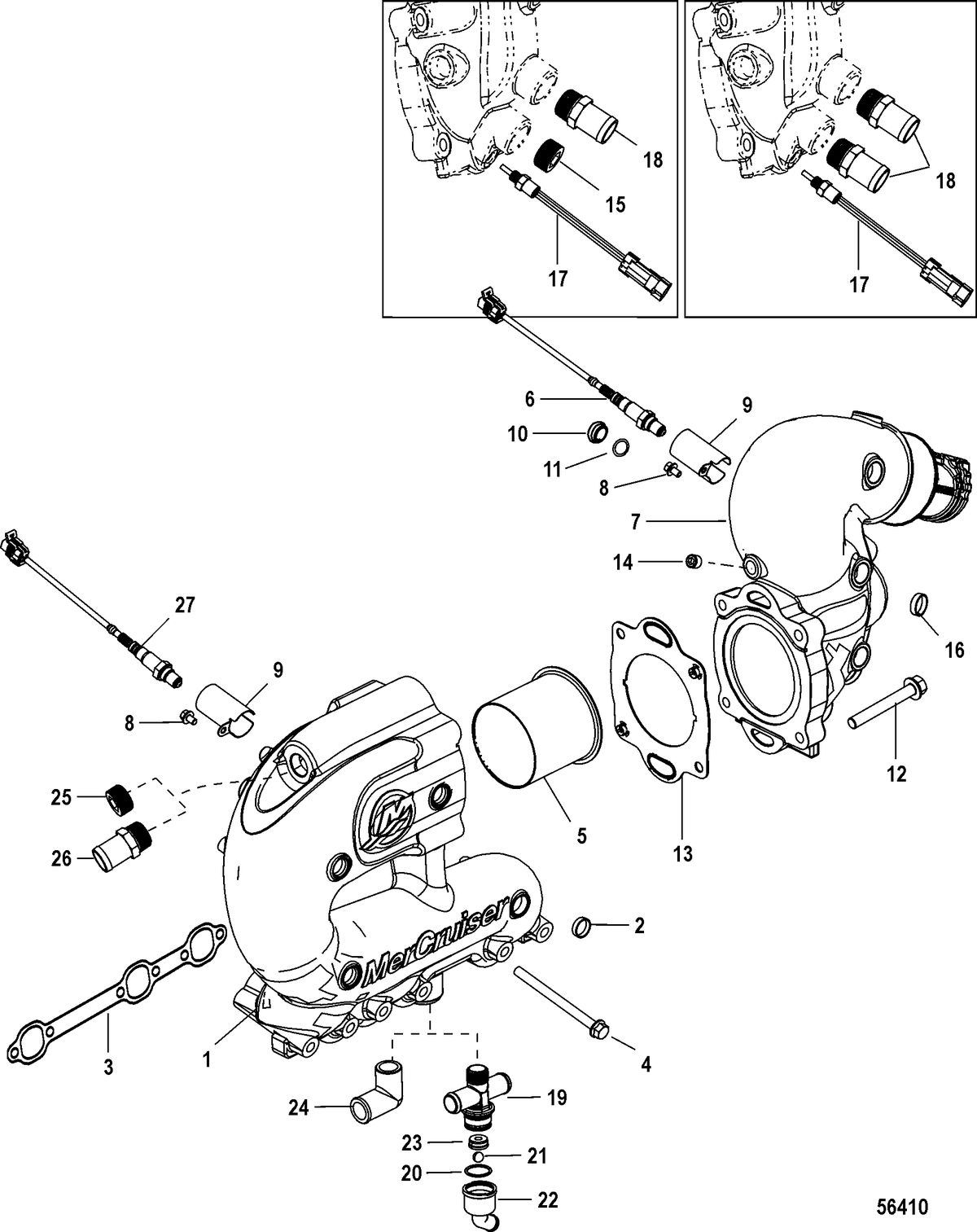 MERCRUISER 4.5L MPI ALPHA/BRAVO Exhaust Manifold and Elbow