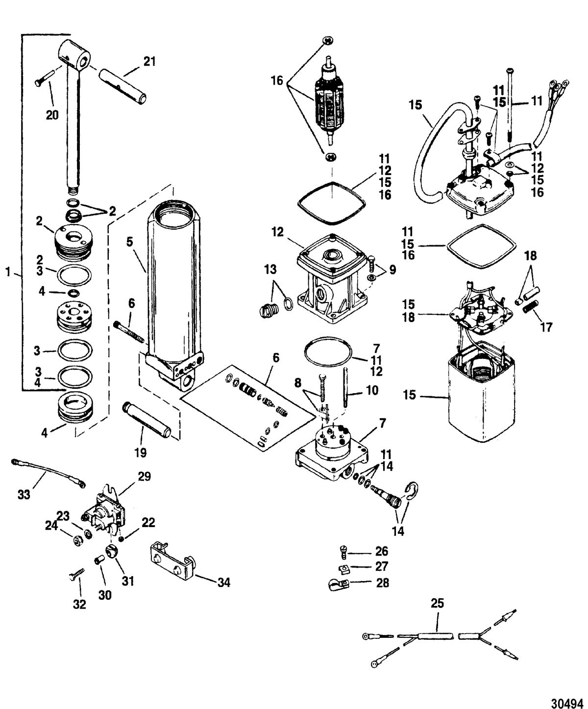 FORCE FORCE TRIM AND TILT MODELS 85 THRU 150 HP TRIM & PUMP ASSEMBLY(824051)