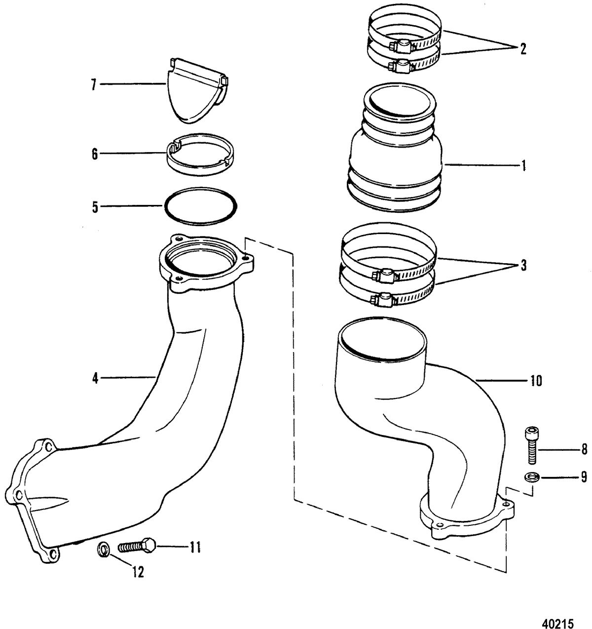 MERCRUISER 470 ENGINE EXHAUST ELBOW, Without Exhaust Tube