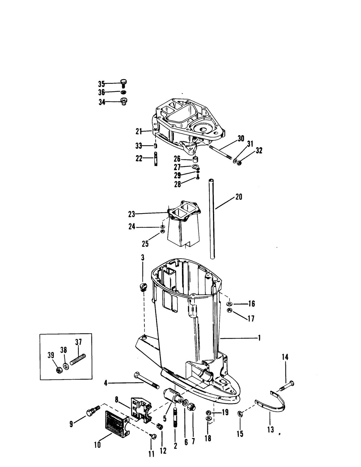 RACE OUTBOARD MOD-VP DRIVE SHAFT HOUSING USE WITH 1-PIECE EXHAUST PLATE