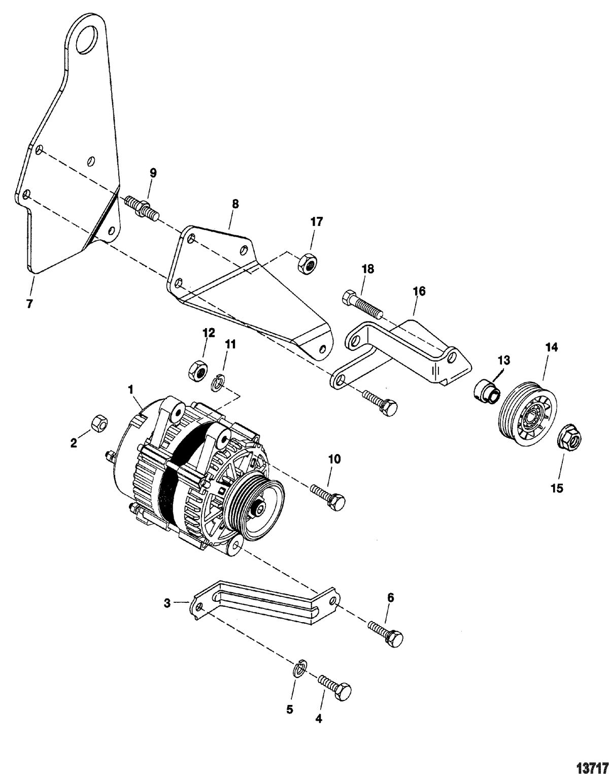 MERCRUISER 350 MAG MPI TOURN SKI (GEN +) Alternator And Brackets(Delco)