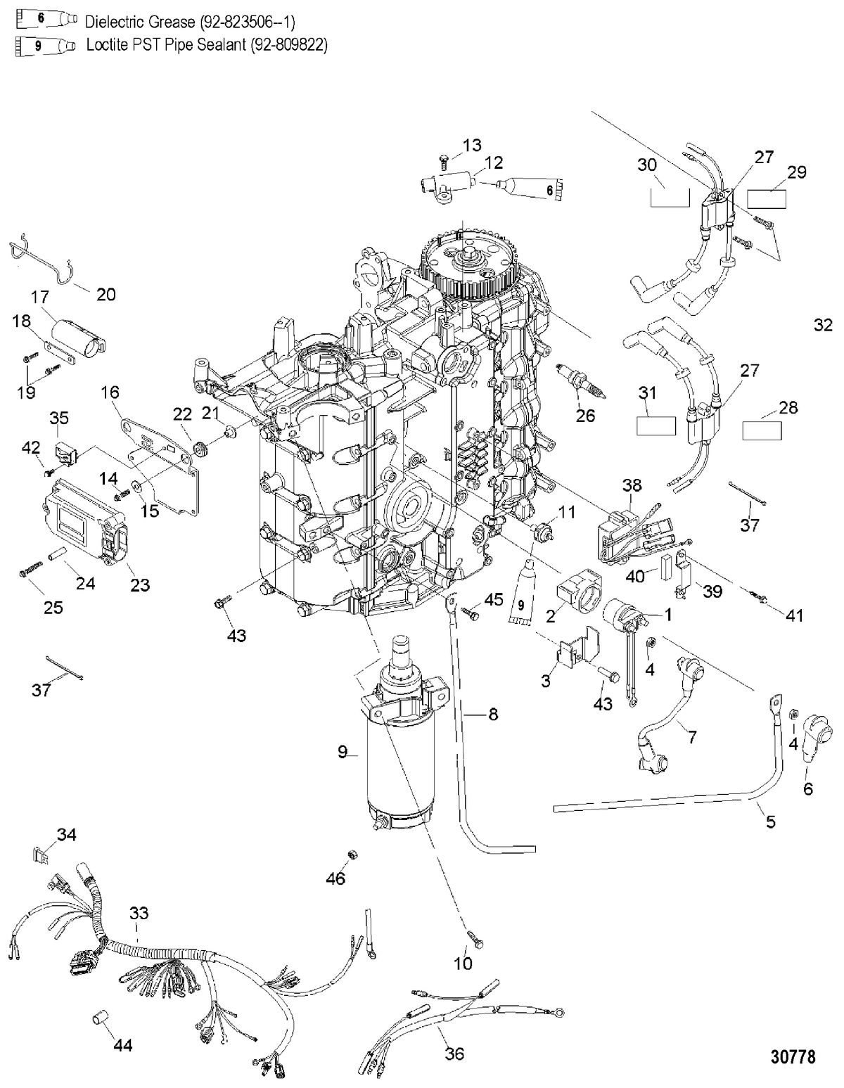 MERCURY/MARINER 40/50/60 (4 CYLINDER) CARB 4-STROKE ELECTRICAL COMPONENTS