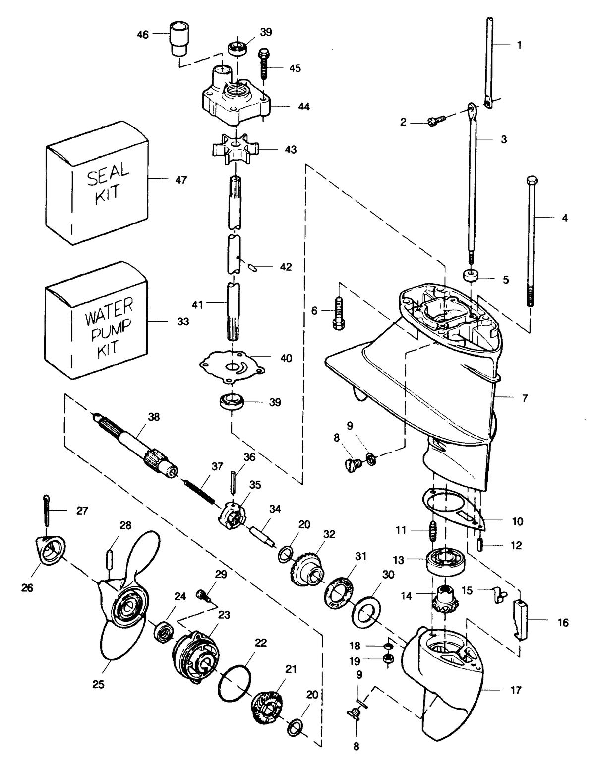 SEARS 15 H.P. 15" LEG OUTBOARD MOTOR Gear Housing