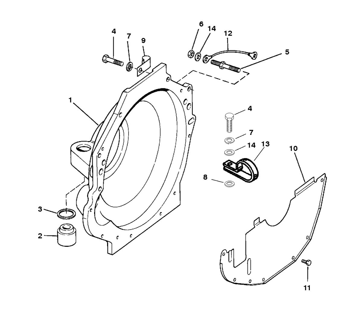 MERCRUISER 450 H.P. (454 CID) 7.4L ENGINE FLYWHEEL HOUSING (BRAVO PLUG-IN MODELS)