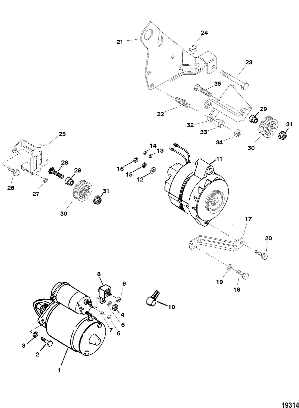MERCRUISER 350 MAG MPI (GEN+)MIE Starter Motor and Alternator
