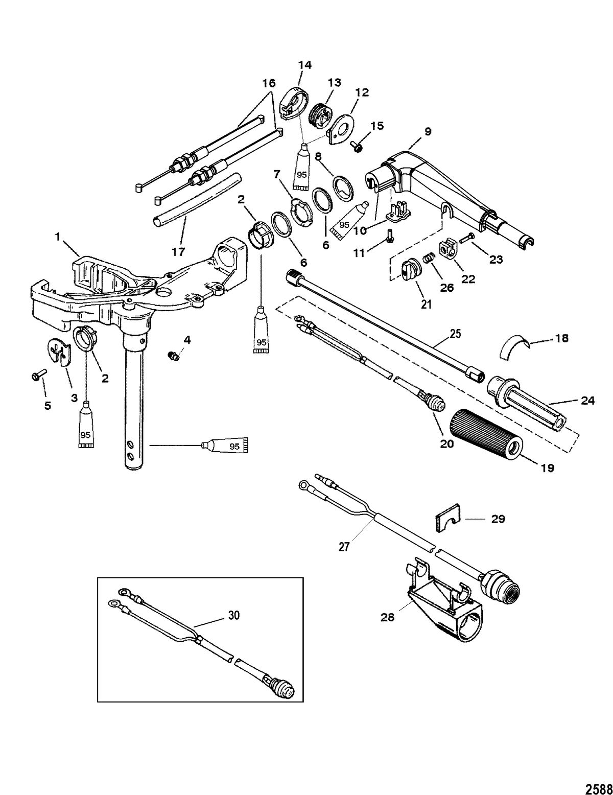 MERCURY/MARINER 6/8/9.9/15 HP Swivel Head and Steering Handle