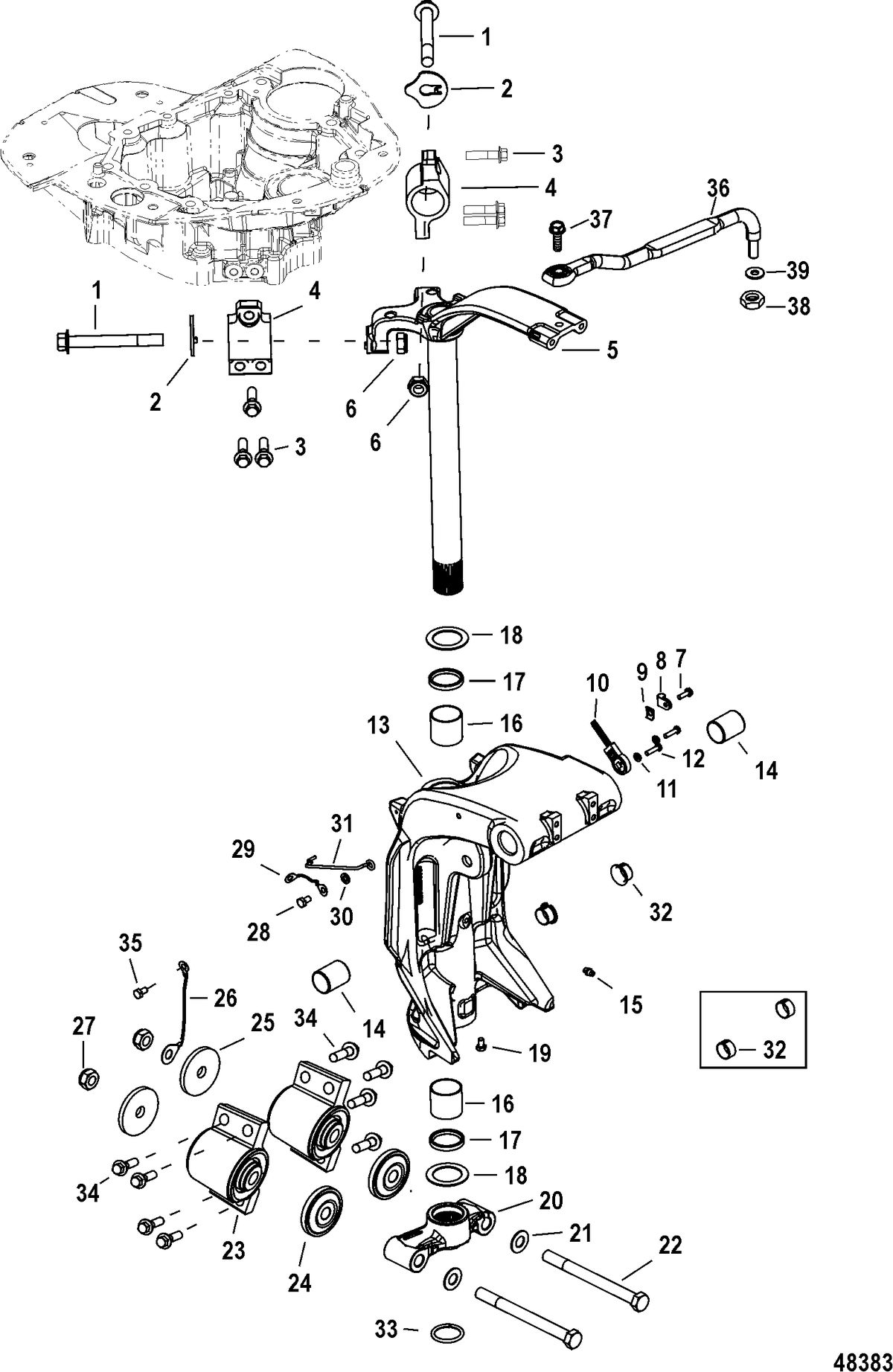 MERCURY/MARINER 150 4-STROKE Swivel Bracket and Swivel Pin, Non SeaPro