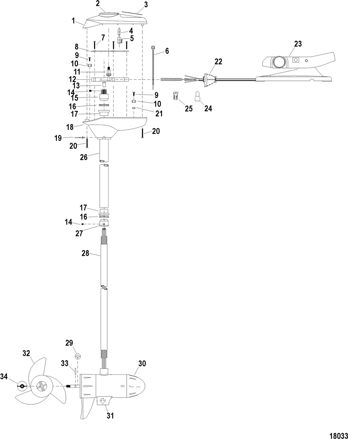 TROLLING MOTOR MOTORGUIDE FRESH WATER SERIES Complete Trolling Motor(Model FW71PFB) (24 Volt)