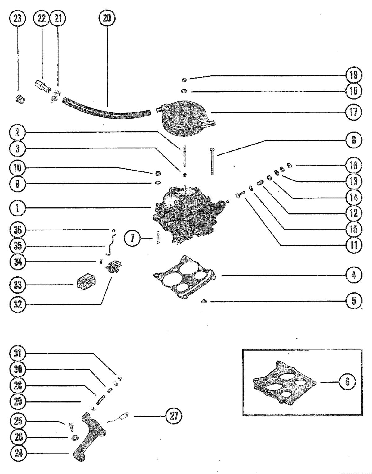 MERCRUISER 330 ENGINE (G.M.) CARBURETOR AND AUTOMATIC CHOKE