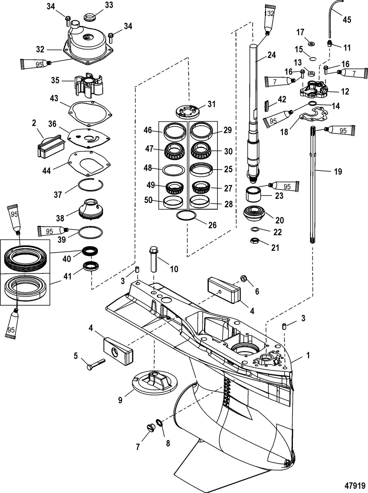 MERCURY/MARINER 135/150/175/200 4-STROKE Gear Housing(Driveshaft)(Standard/Counter Rotation)