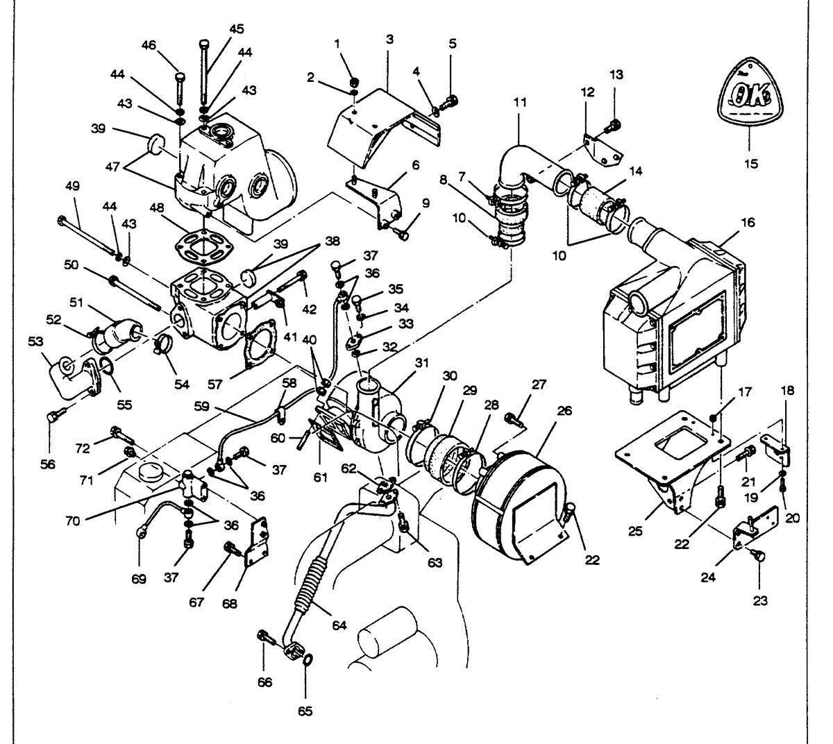 U.S. MARINE US MARINE EH 700TI DIESEL TURBOCHARGER AND MISC. COMPONENTS(ENGINE #EH700-T2189)