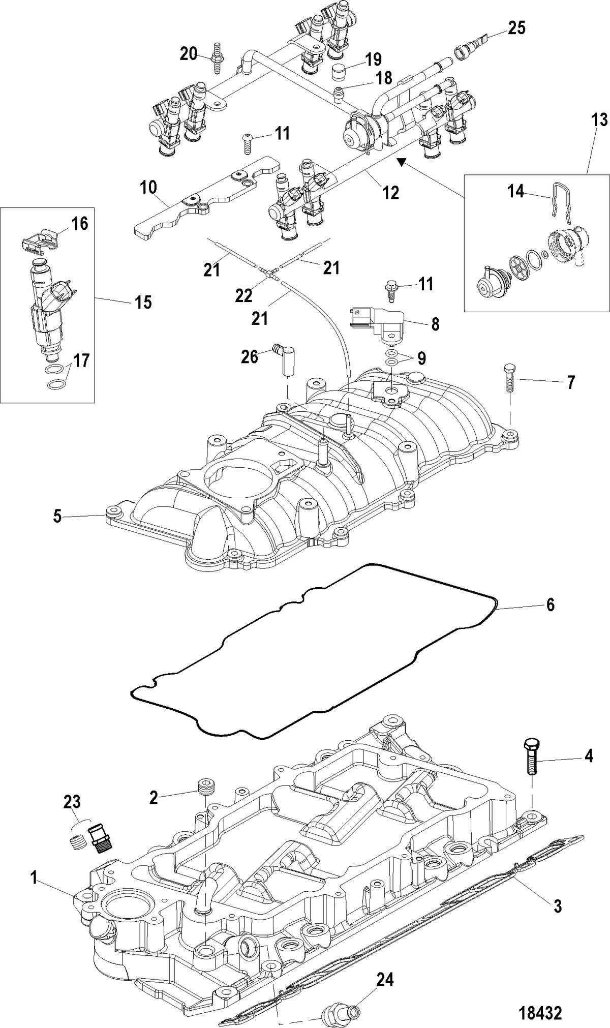 MERCRUISER MPI STERNDRIVE Intake Manifold and Fuel Rail