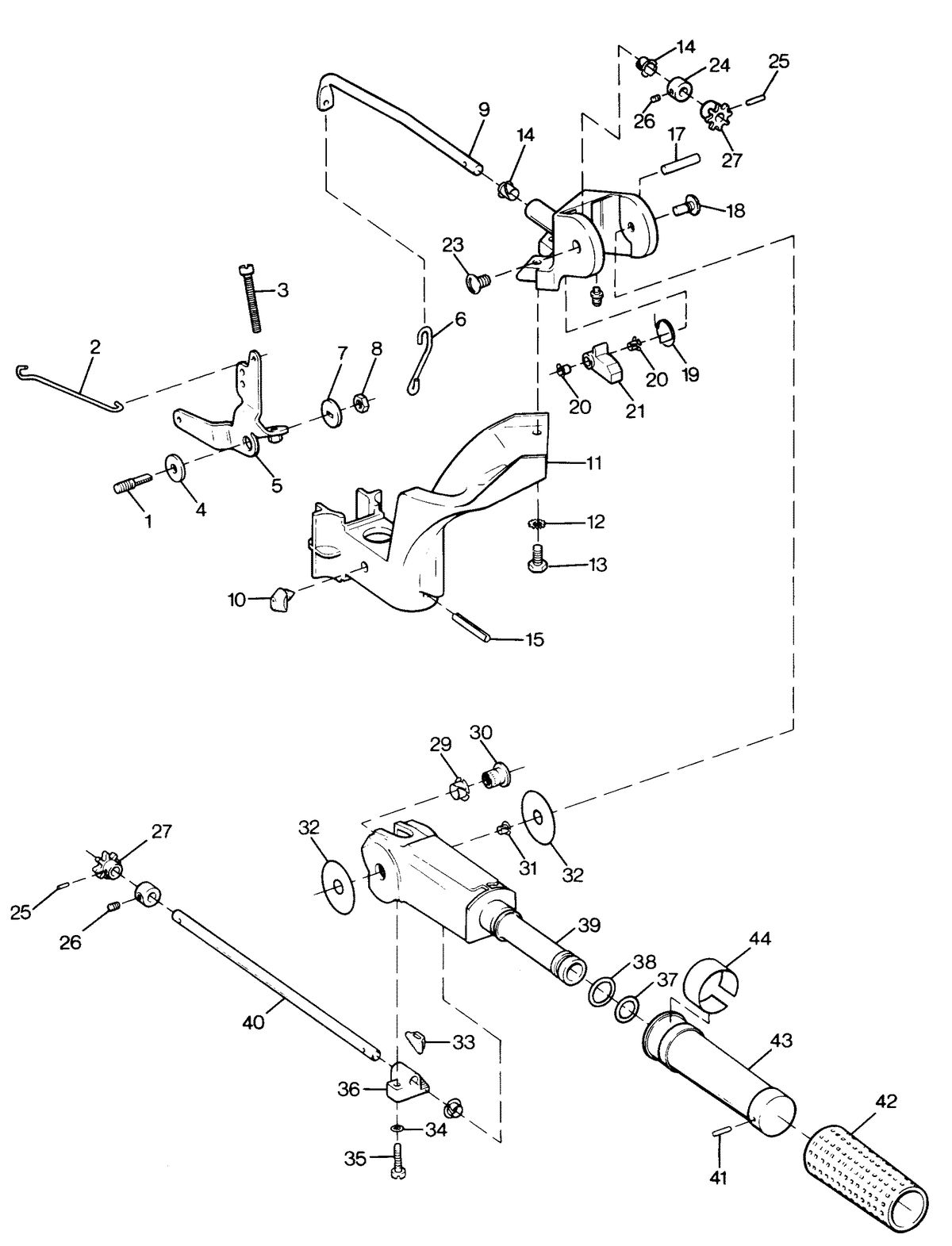 SEARS SEARS 9.9.H.P. TILLER HANDLE AND THROTTLE LINKAGE