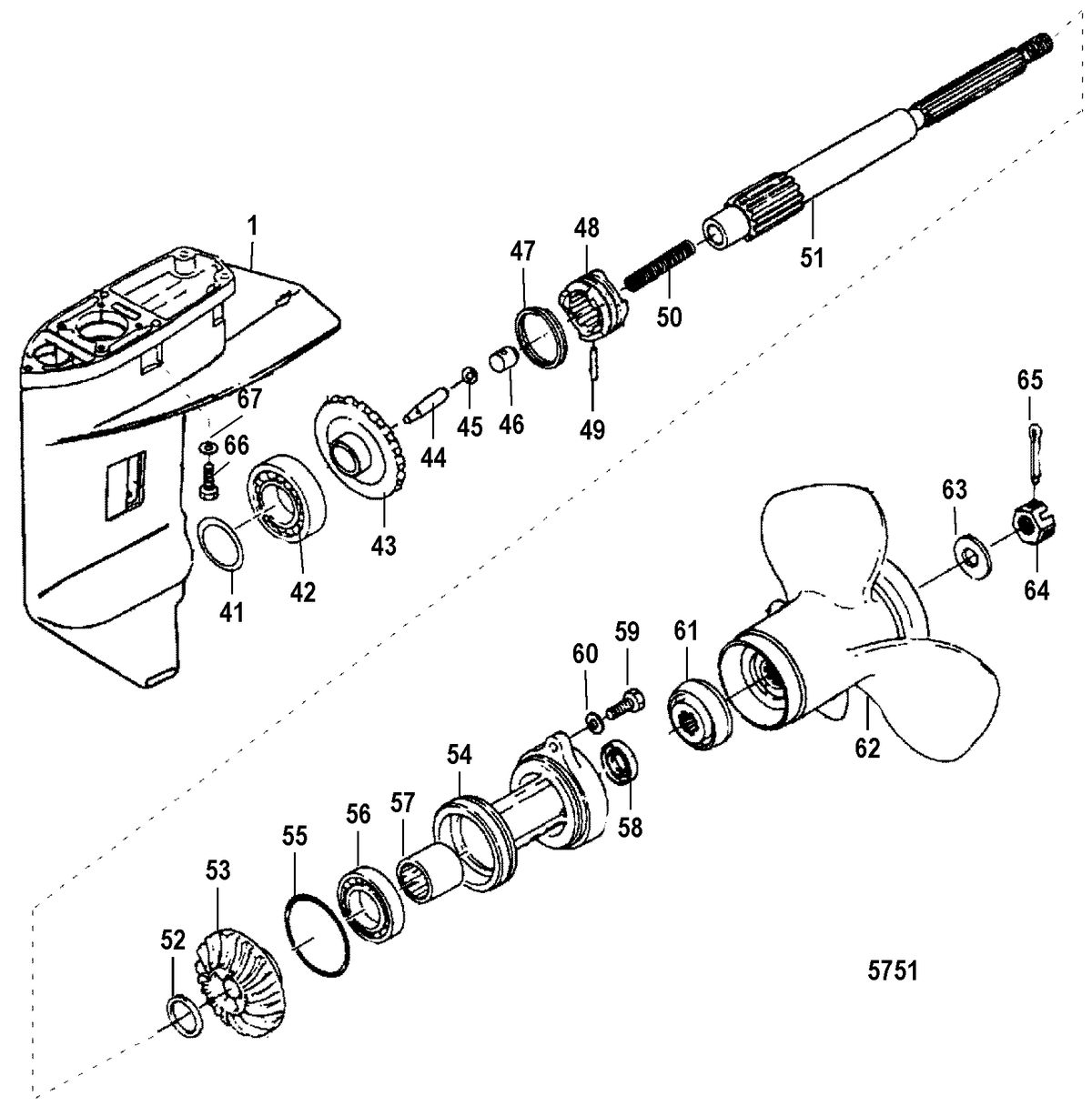 MERCURY/MARINER 25/30HP (2 CYL/430CC) INTERNATIONAL Gear Housing, Propeller Shaft
