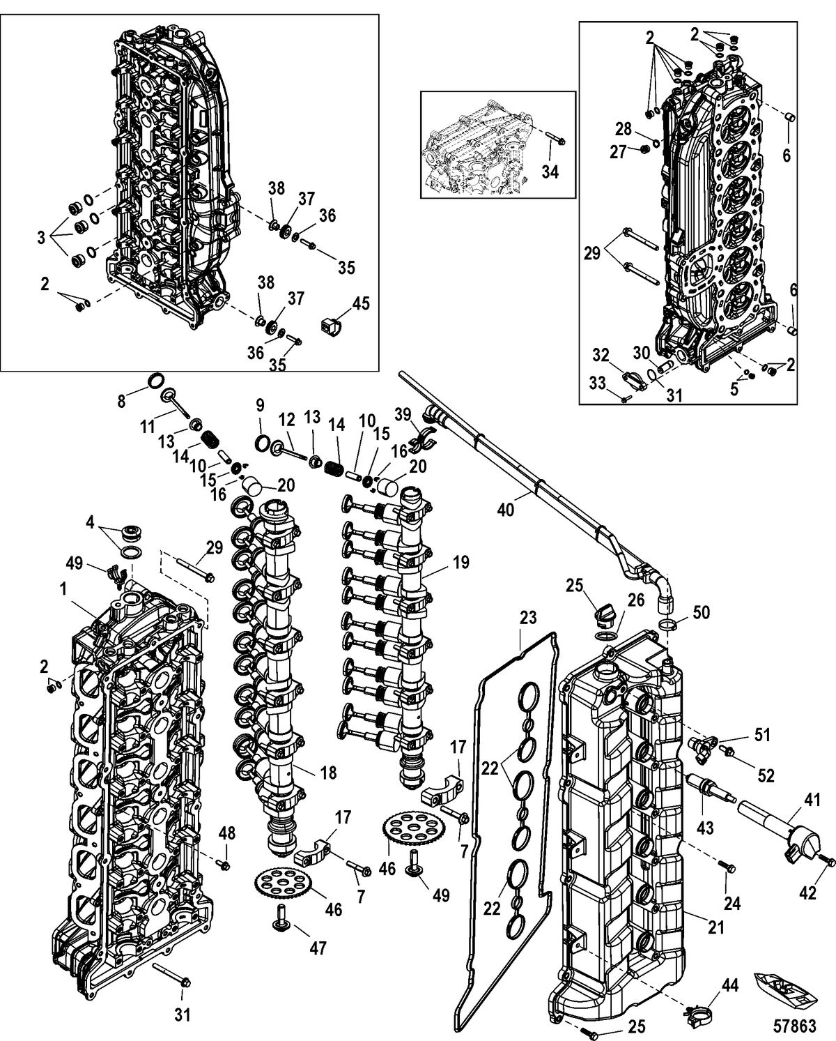 MERCURY/MARINER 200/225/250/275/300 VERADO (4-STROKE)(6 CYLINDER) Cylinder Head and Camshaft