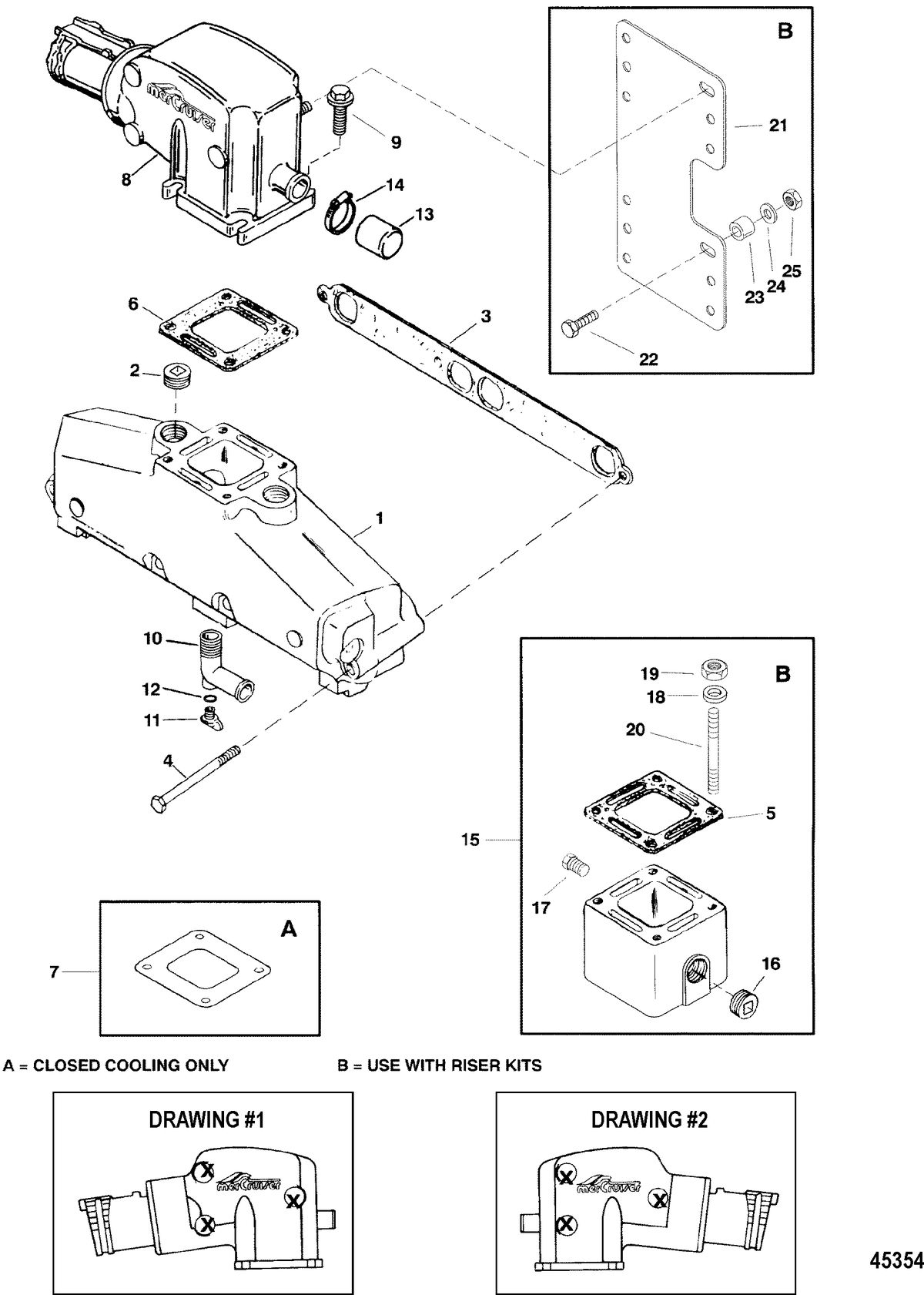 MERCRUISER 5.7L EFI (MIE)TBI (GEN+) EXHAUST MANIFOLD AND EXHAUST ELBOW