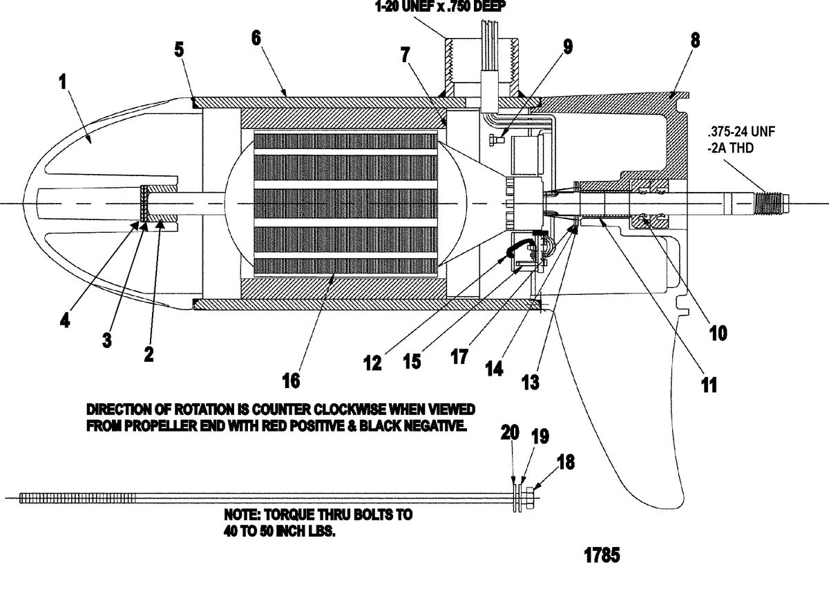 TROLLING MOTOR MOTORGUIDE SALT WATER SERIES Lower Unit Assembly(67# - 5 Speed) (MVF397032)