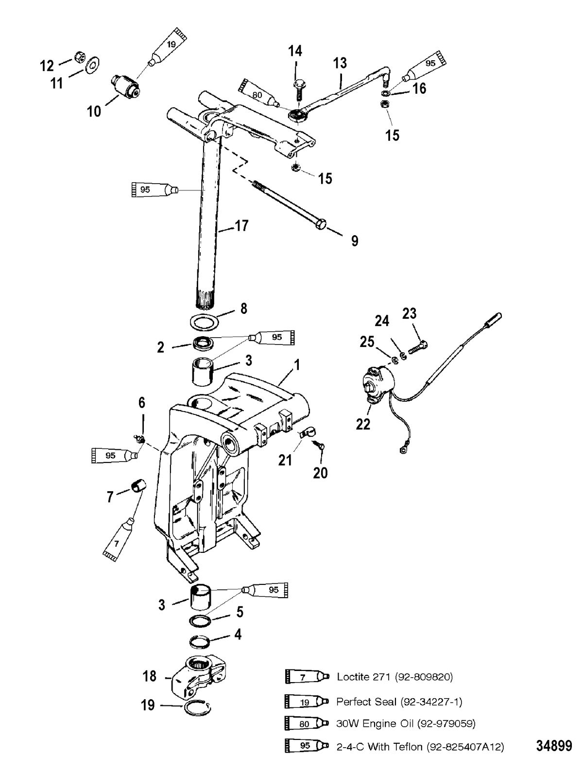 RACE OUTBOARD 200 EFI PROMAX/SUPERMAGNUM Swivel Bracket and Steering Arm, Long