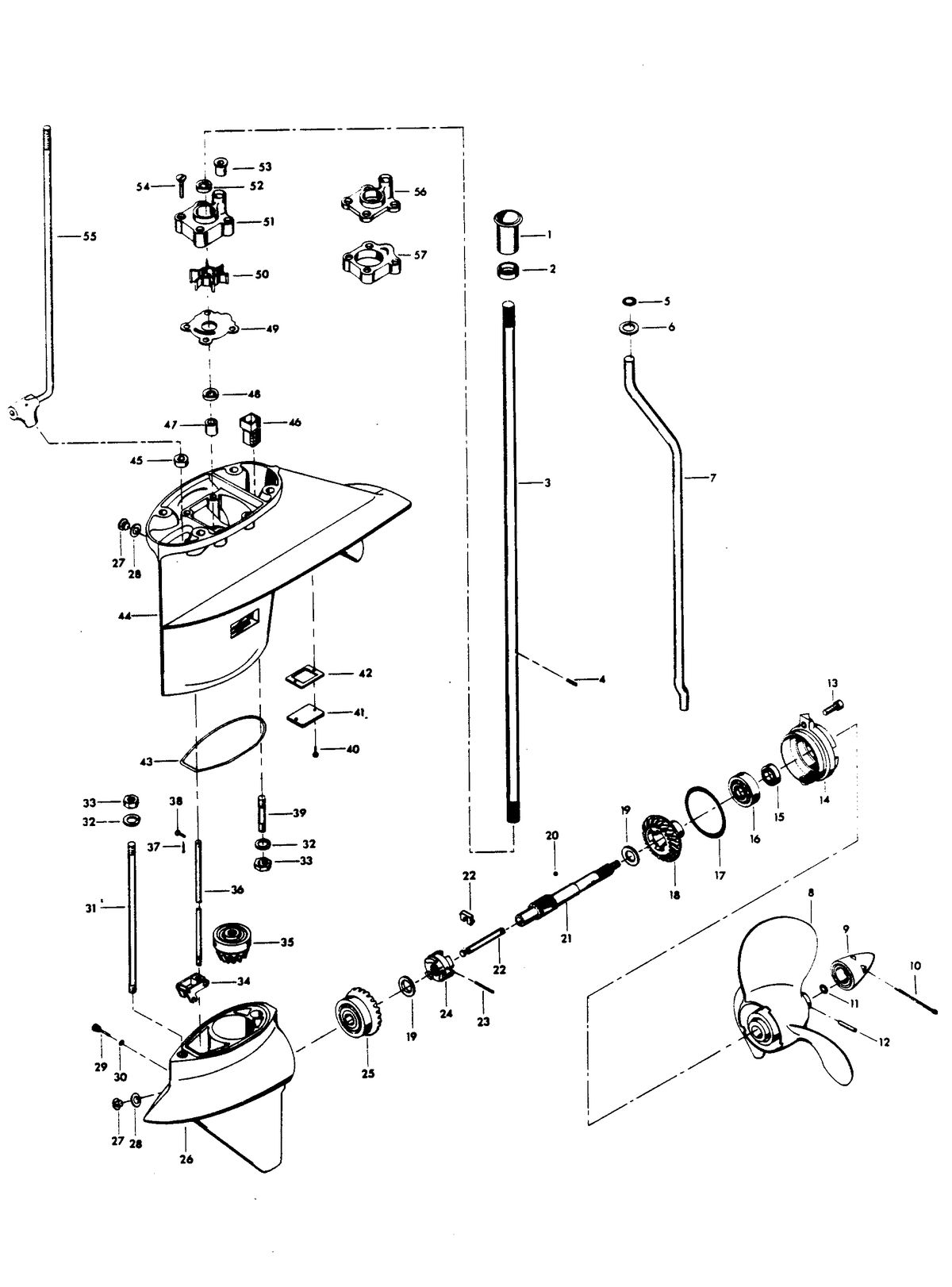 CHRYSLER 35 H.P. 45 H.P. GEAR HOUSING