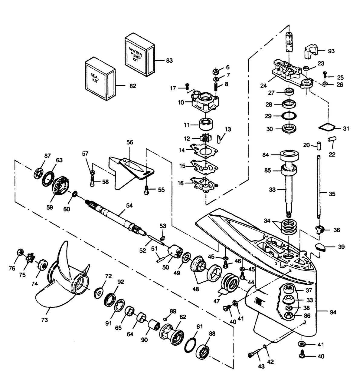 FORCE FORCE 1990 90 H.P. "C" MODEL L-DRIVE GEAR HOUSING