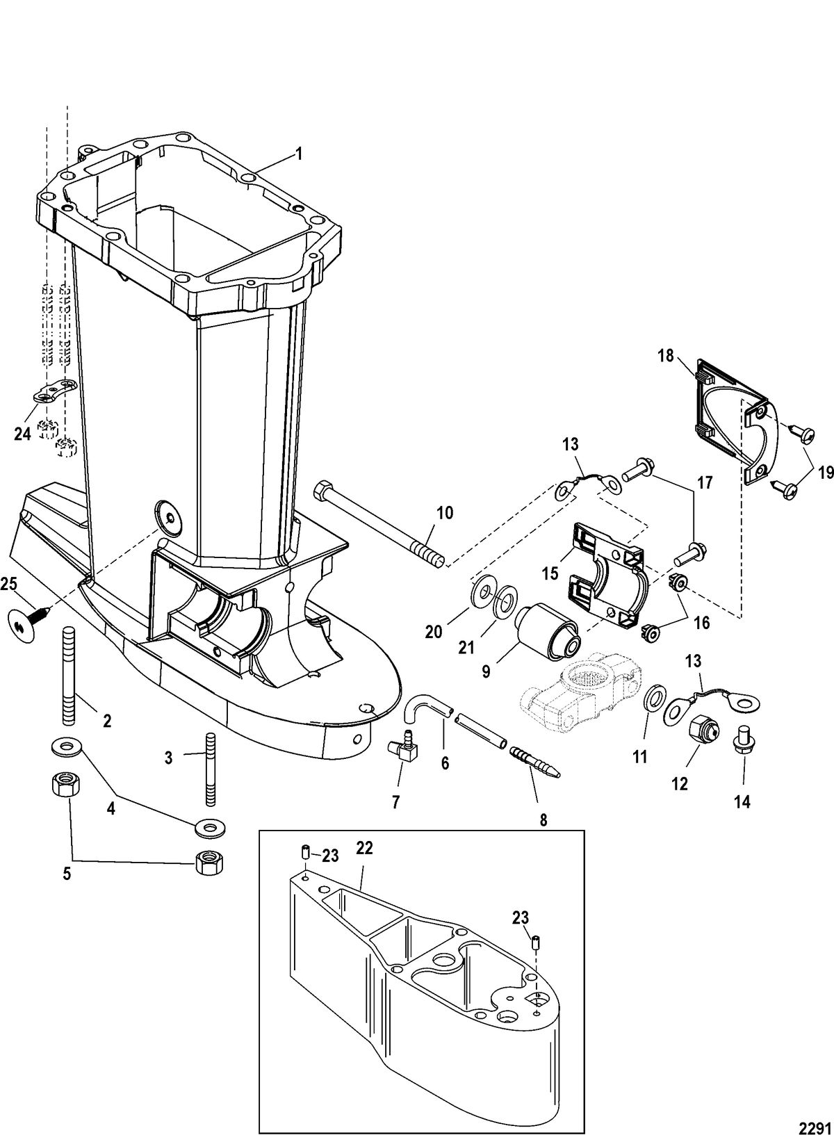 MERCURY/MARINER 75/90 HP 65 JET (3 CYLINDER) Driveshaft Housing