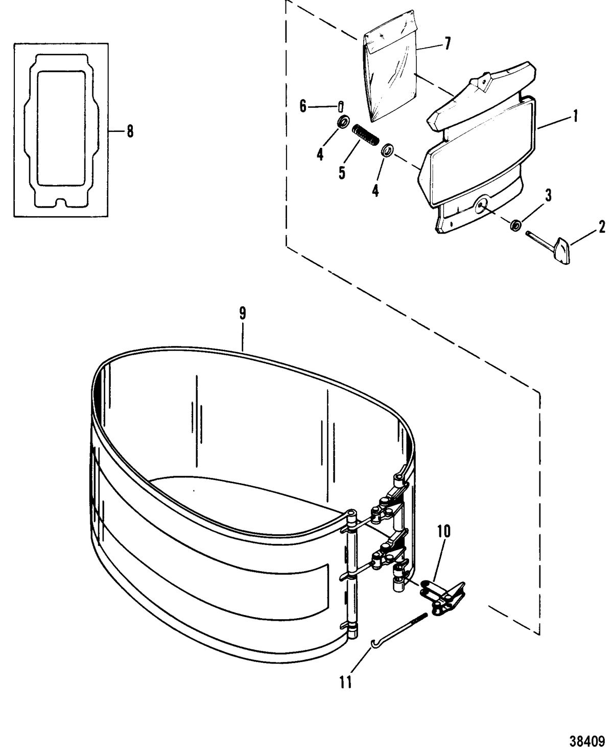 MERCURY/MARINER 90/115 H.P. (INLINE) COWLING AND FRONT COVER(BLACK)
