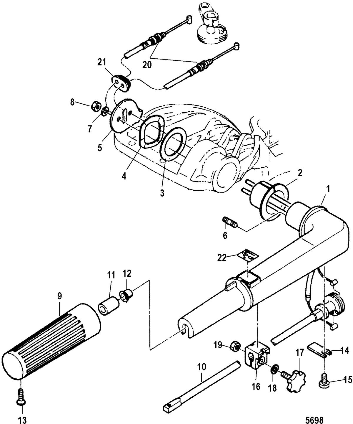 MERCURY/MARINER 6/8 HP INTERNATIONAL Steering Handle