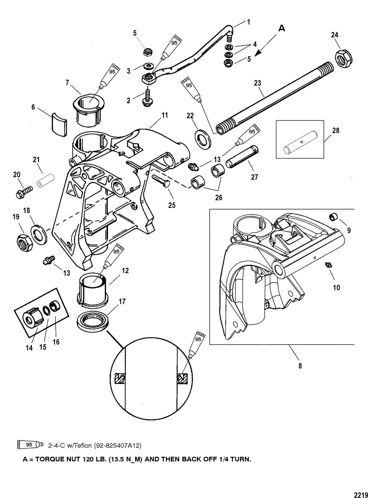 MERCURY/MARINER 40/50 /45 BODENSEE/50 BIGFOOT 4-STROKE SWIVEL BRACKET