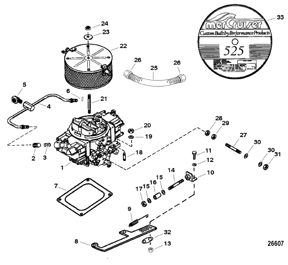RACE STERNDRIVE 525 SC - GEN VI Carburetor And Linkage
