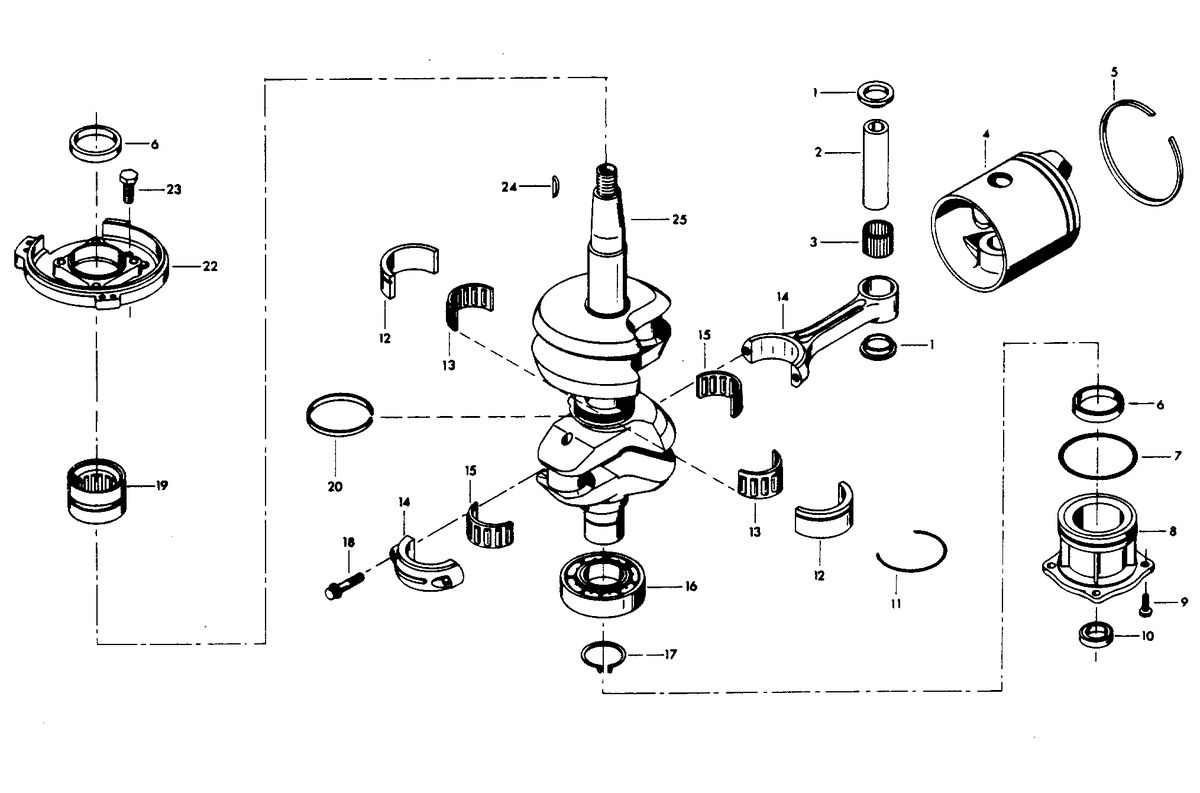CHRYSLER 55 H.P. CRANKSHAFT AND PISTON GROUP
