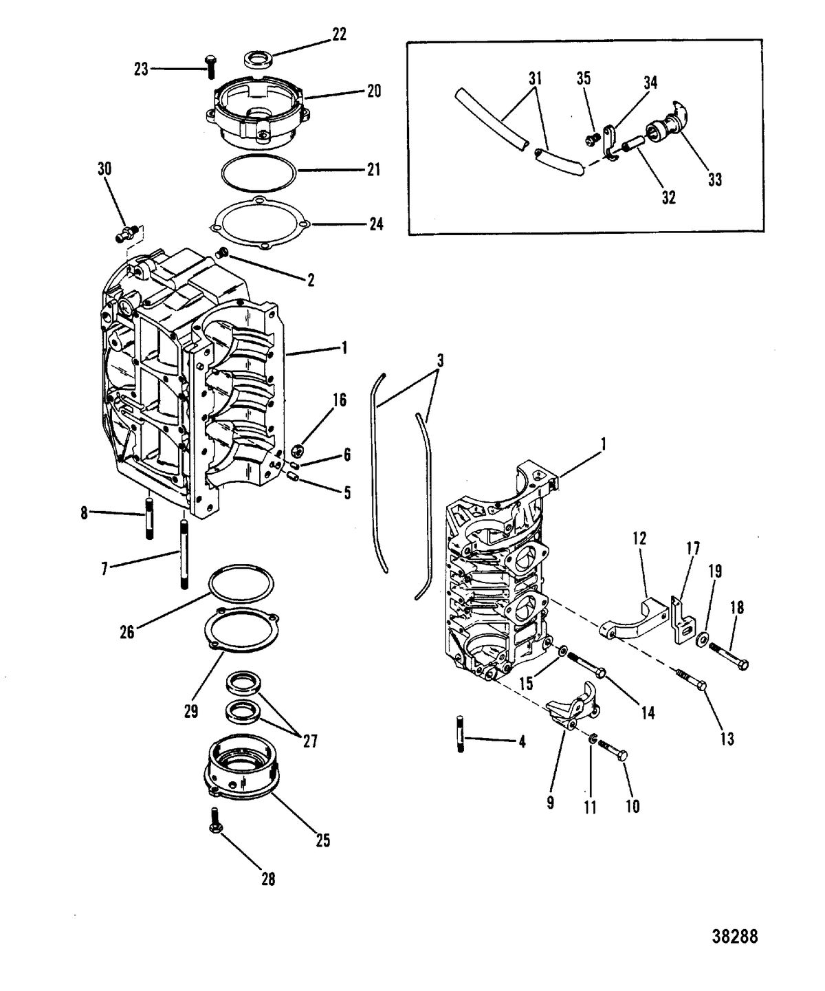 MERCURY/MARINER 50/60 HP (3 CYLINDER) CYLINDER BLOCK AND CRANKCASE ASSEMBLY