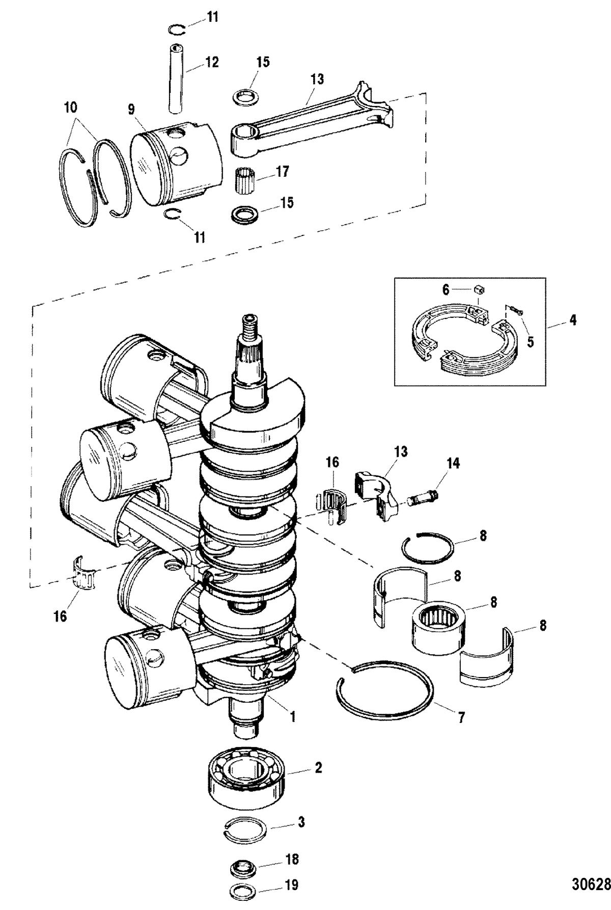SPORTJET 240 EFI M2 JET DRIVE Crankshaft / Pistons / Connecting Rods