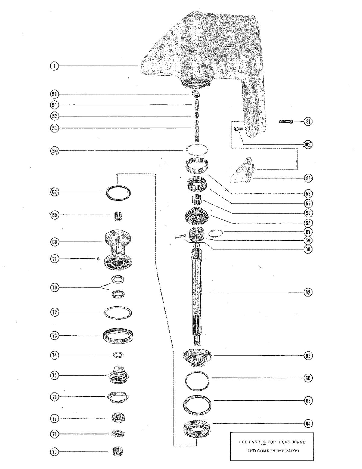 MERCURY MERC 850E GEAR HOUSING ASSEMBLY, COMPLETE (MERC 850E-1) (PAGE 2)